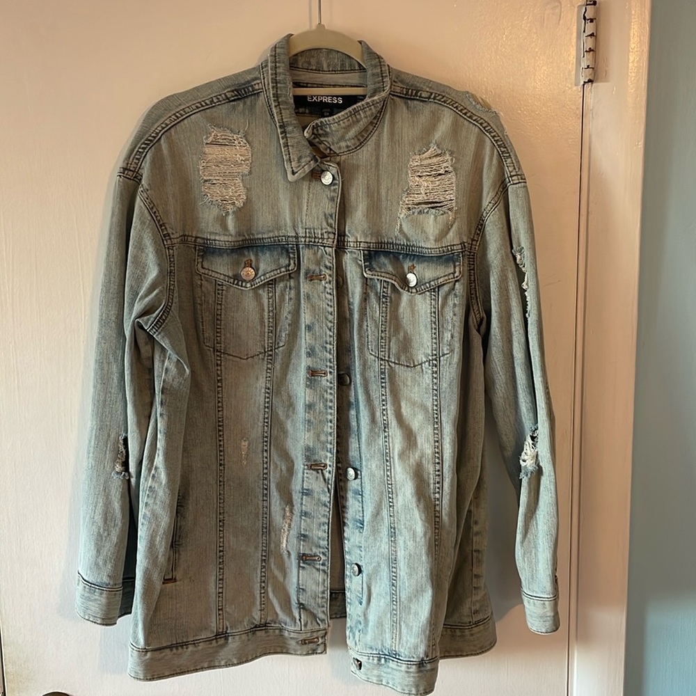 M/L Express Distressed Denim Jean Jacket